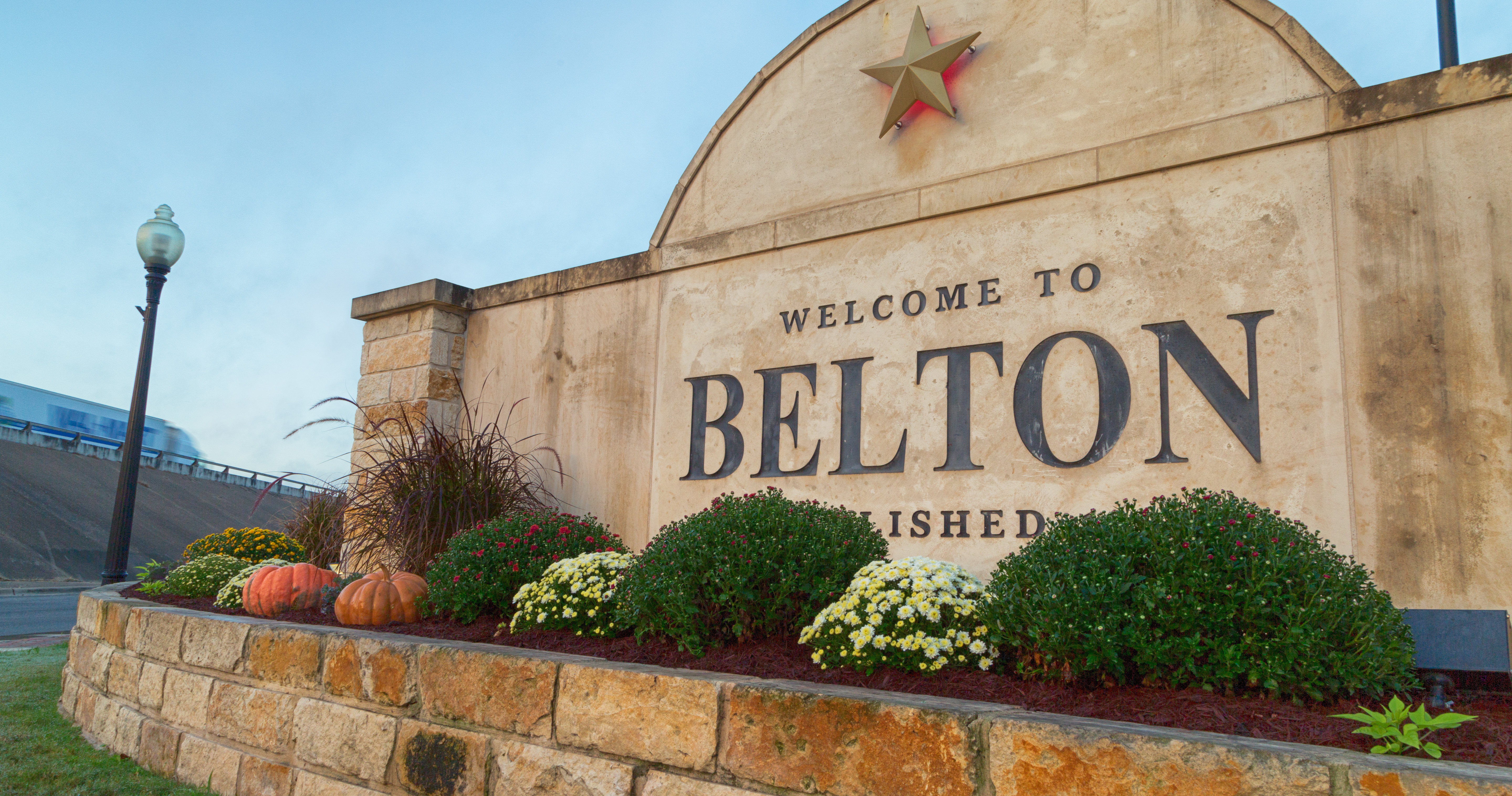 The City of Belton stone sign